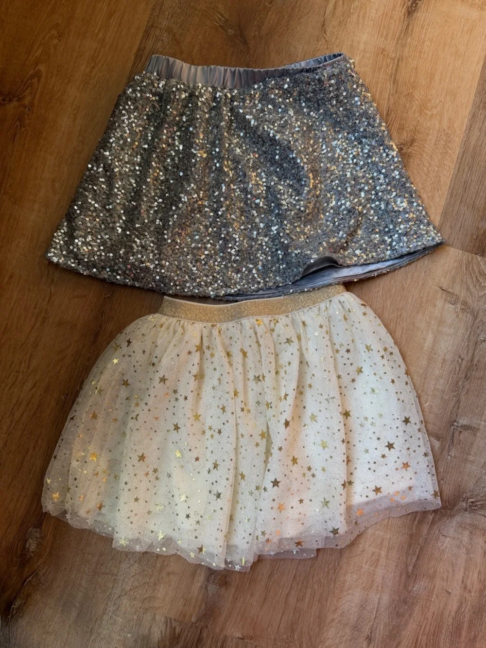 2 - Children's Place Silver Sequin & Gold Star Tulle Skirt Set size small 5-6